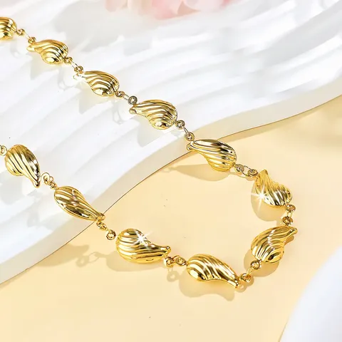 Fashion Simple Titanium Steel Hollow Bracelet Geometric Water Drops Stainless Steel Necklace - view 3
