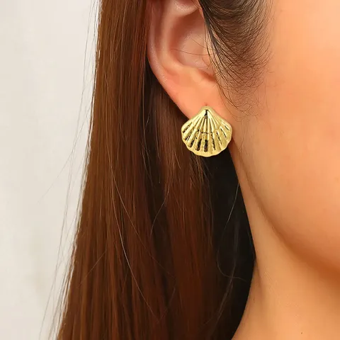 Fashion Stainless Steel Ocean Shell Starfish Stud Earrings for Women Influencer-style - view 2