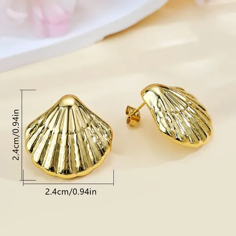 Fashion Stainless Steel Ocean Shell Starfish Stud Earrings for Women Influencer-style - view 3