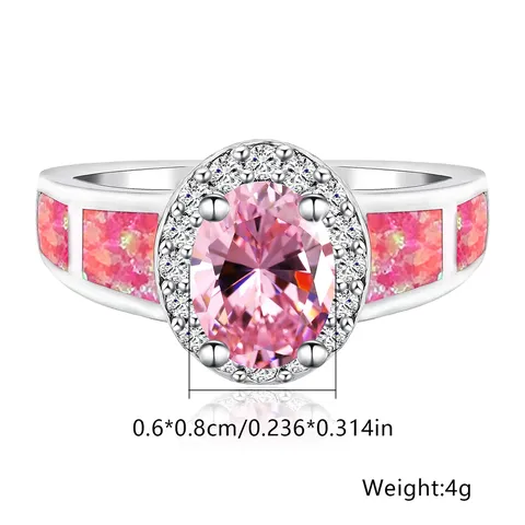 Jewelry European and American Creative Personalized Oval Zirconia Ring Fashion Opal - view 3