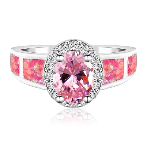 Jewelry European and American Creative Personalized Oval Zirconia Ring Fashion Opal - Plated Brass jewelry made by BlueOne Jewelry