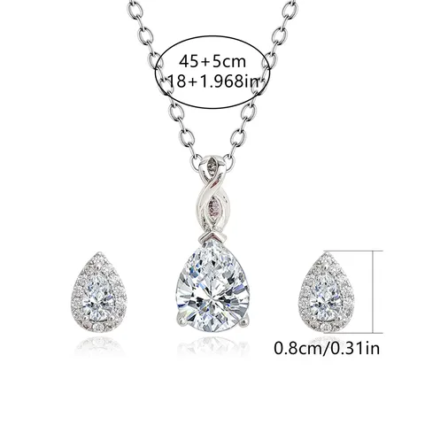 Water Drop Pear-shaped Simple Earrings S925 Silver Jewelry Set - view 3
