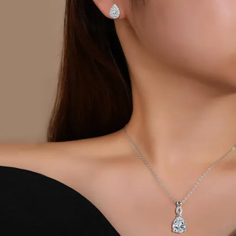 Water Drop Pear-shaped Simple Earrings S925 Silver Jewelry Set - view 2