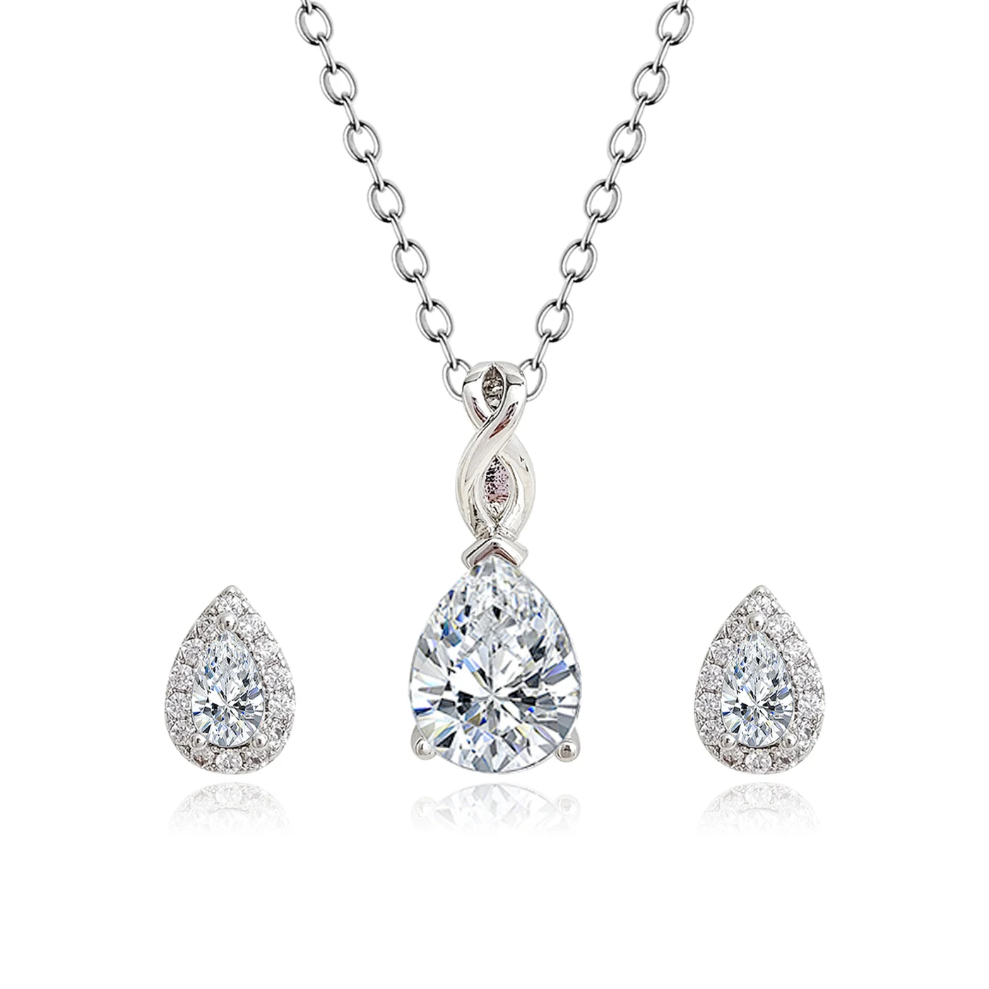 Water Drop Pear-shaped Simple Earrings S925 Silver Jewelry Set made by BlueOne Jewelry