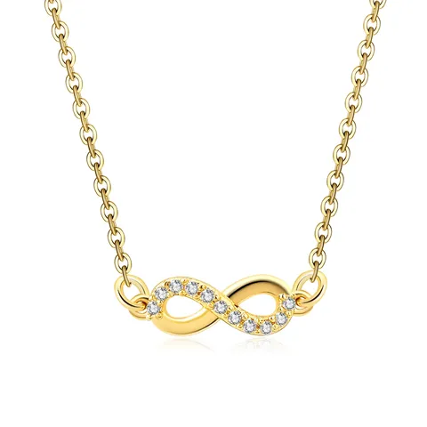Cubic Zirconia 8 Words Unlimited Love Diamond Pendant Necklace Female Europe and the Collarbone Chain - Plated Brass jewelry made by BlueOne Jewelry