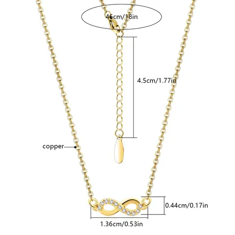 Cubic Zirconia 8 Words Unlimited Love Diamond Pendant Necklace Female Europe and the Collarbone Chain - view 3