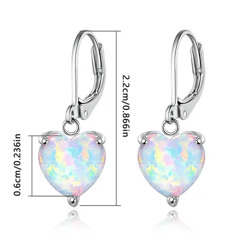 Australian Treasure Earrings Heart-shaped Opal Earrings European and American Women’s Fashion - view 3