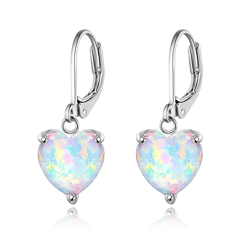 Australian Treasure Earrings Heart-shaped Opal Earrings European and American Women’s Fashion made by BlueOne Jewelry