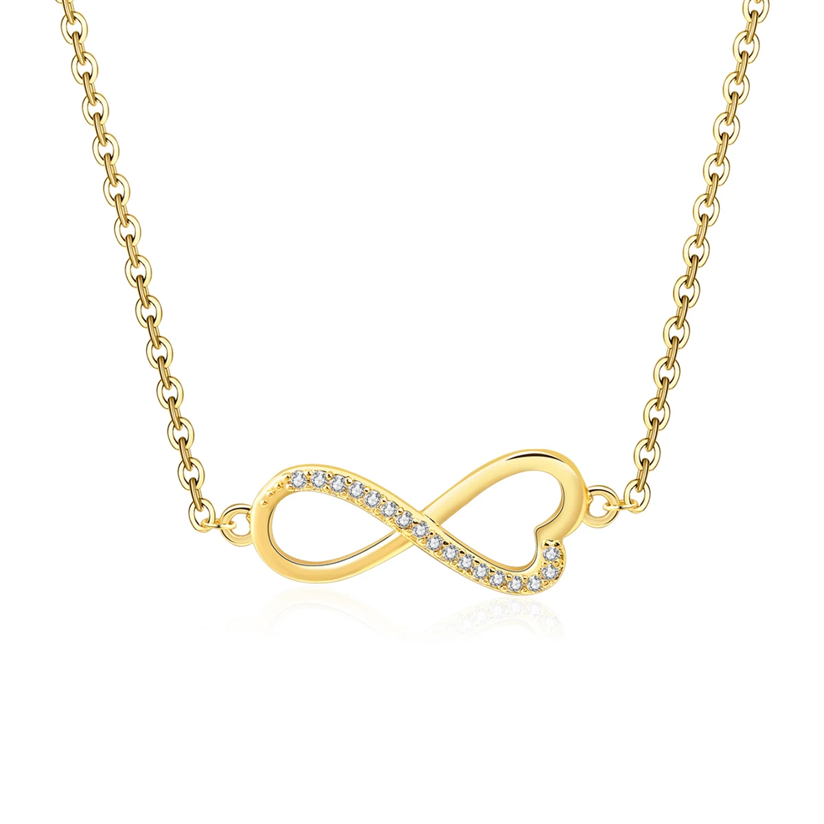 Cubic Zirconia Element Infinite Loop Symbol Love Heart Micro-set Zirconia Women’s Fashion Necklace made by BlueOne Jewelry