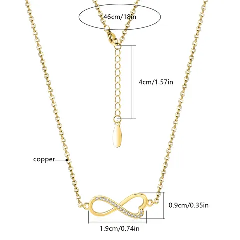 Cubic Zirconia Element Infinite Loop Symbol Love Heart Micro-set Zirconia Women’s Fashion Necklace - view 3