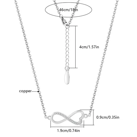 Element Infinite Loop Symbol Love Heart Micro-set Zirconia Women’s Fashion Necklace - view 3