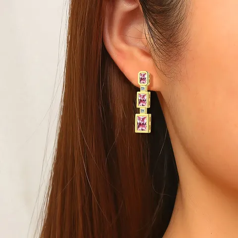Geometric Zirconia Long Earrings Light Luxury Fashion Earrings Simple High-level Sense - view 2