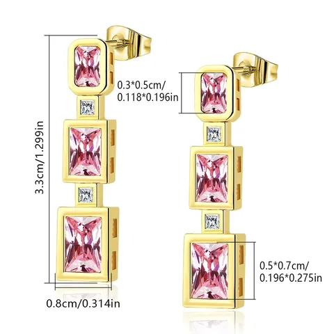 Geometric Zirconia Long Earrings Light Luxury Fashion Earrings Simple High-level Sense - view 3