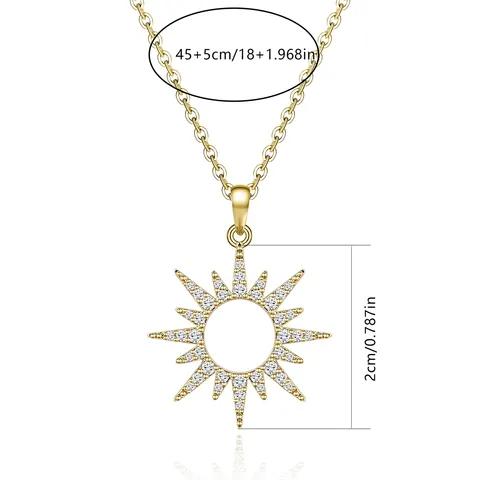 Gold Sunflower Pendant Delicate Shining Personality Men and Women Necklaces Source - view 3