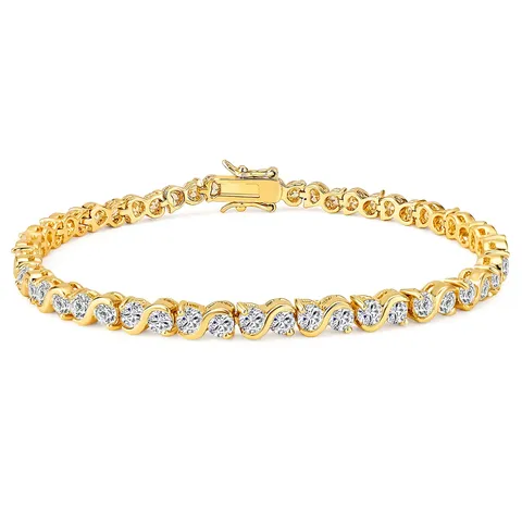 Cubic Zirconia Round Zirconia Bracelet Versatile Simple Temperament Exquisite Hand Jewelry - Plated Brass jewelry made by BlueOne Jewelry