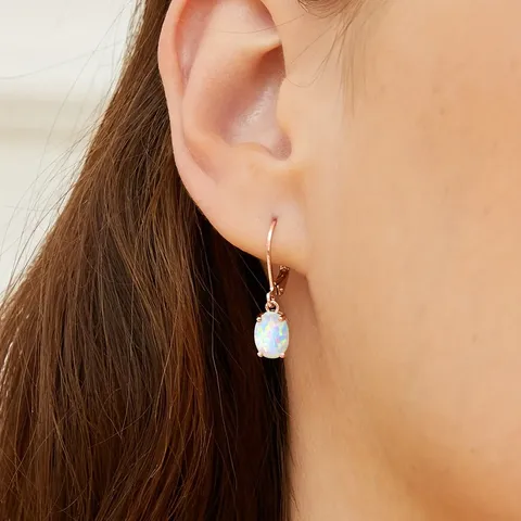 Earrings Four Claws Oval Opal Earrings Europe and the United States - view 2
