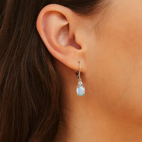 Plated Brass Earrings Four Claws Oval Opal Earrings Europe and the United States - view 2