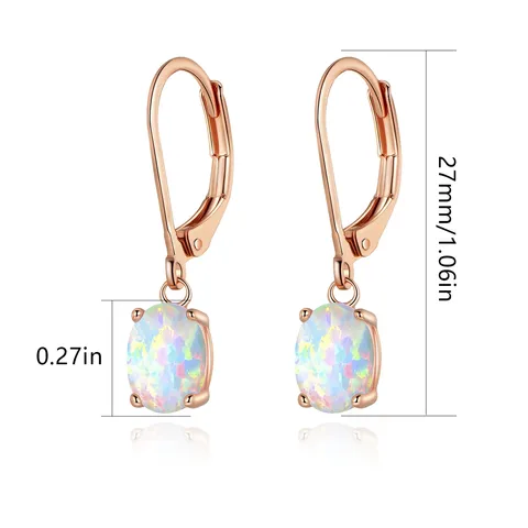 Earrings Four Claws Oval Opal Earrings Europe and the United States - view 3