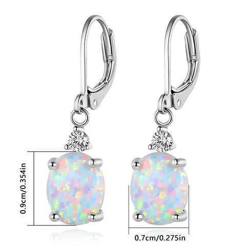 Plated Brass Earrings Four Claws Oval Opal Earrings Europe and the United States - view 3