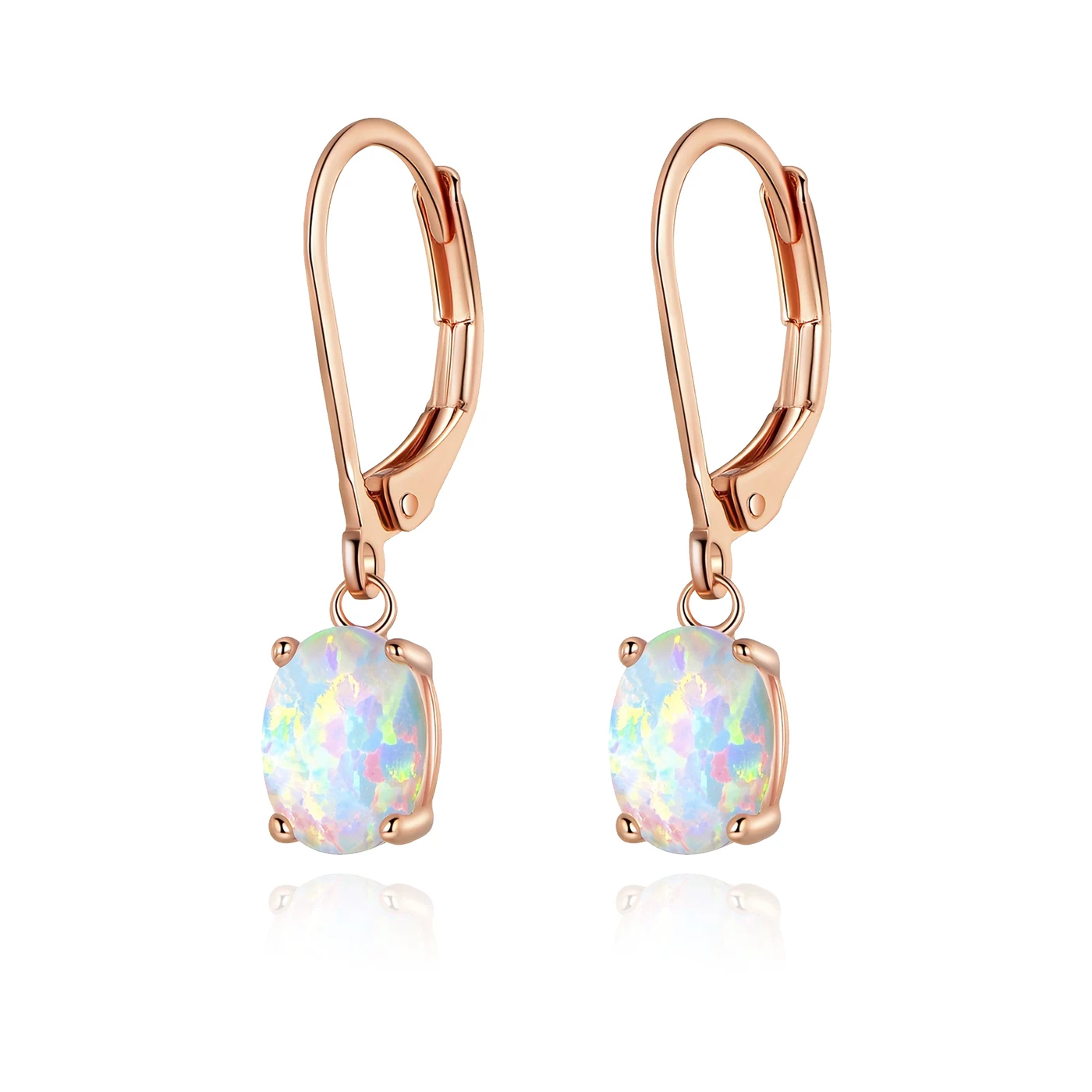 Earrings Four Claws Oval Opal Earrings Europe and the United States made by BlueOne Jewelry