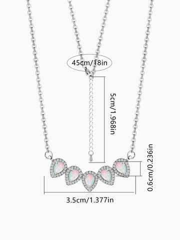 Opal Pendant Necklace Opal Birthstone Necklace Europe and the United States - view 3