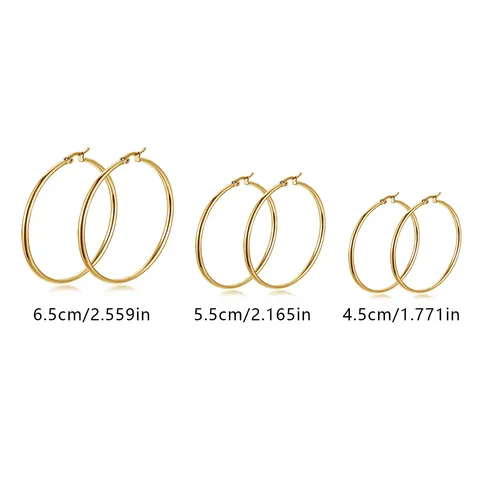 Stainless Steel Large Circle Earrings Exaggerated Titanium Steel Anti-allergy Earrings Jewelry - view 3