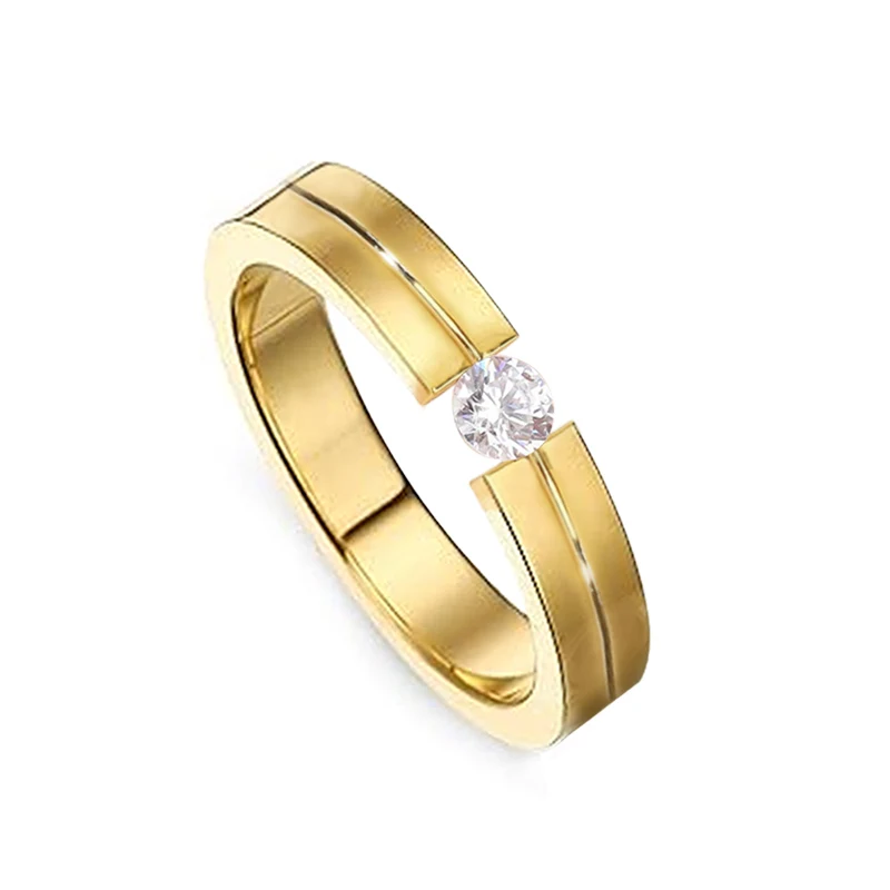 Stainless Steel Open Clip Diamond Ring Simple Model Couple Engagement Ring made by BlueOne Jewelry