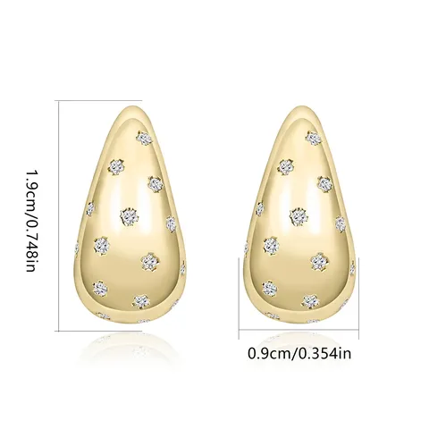 Large Drop Earrings Niche European and American Advanced Design Inlaid Zirconia - view 3
