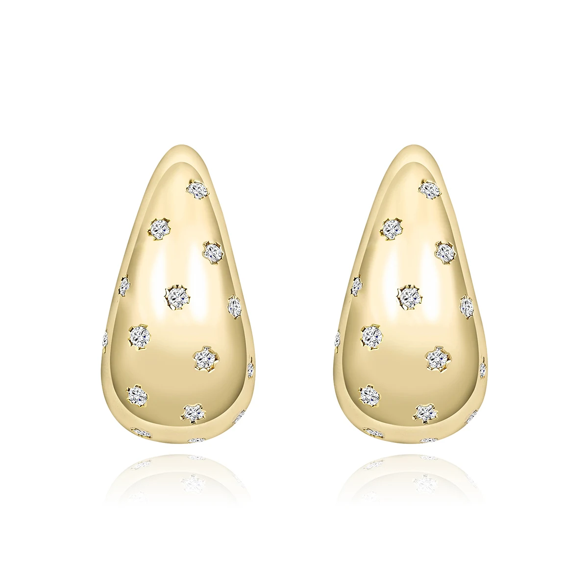 Large Drop Earrings Niche European and American Advanced Design Inlaid Zirconia made by BlueOne Jewelry