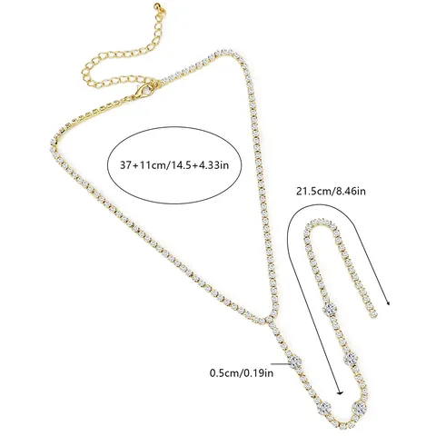 Minimalist Sexy Long Y-necklace Niche Geometric Rhinestone Necklace - view 3