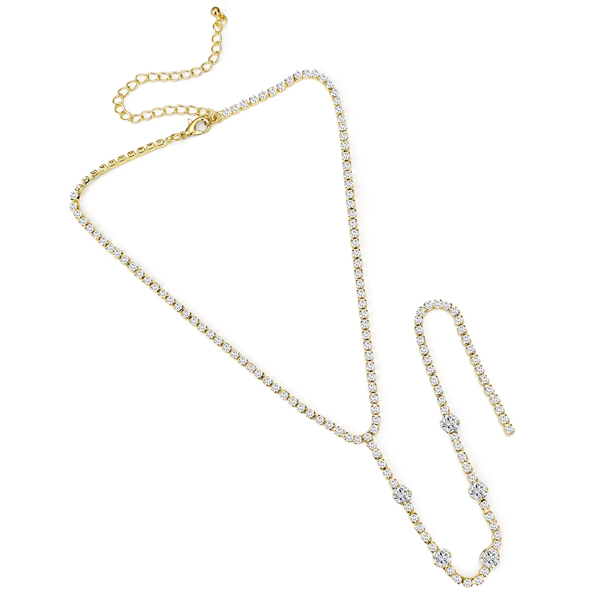 Minimalist Sexy Long Y-necklace Niche Geometric Rhinestone Necklace made by BlueOne Jewelry