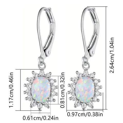 Multi-color Oval Earrings Opal Eggstone Zirconium Europe and the United States - Style 2943 - view 3