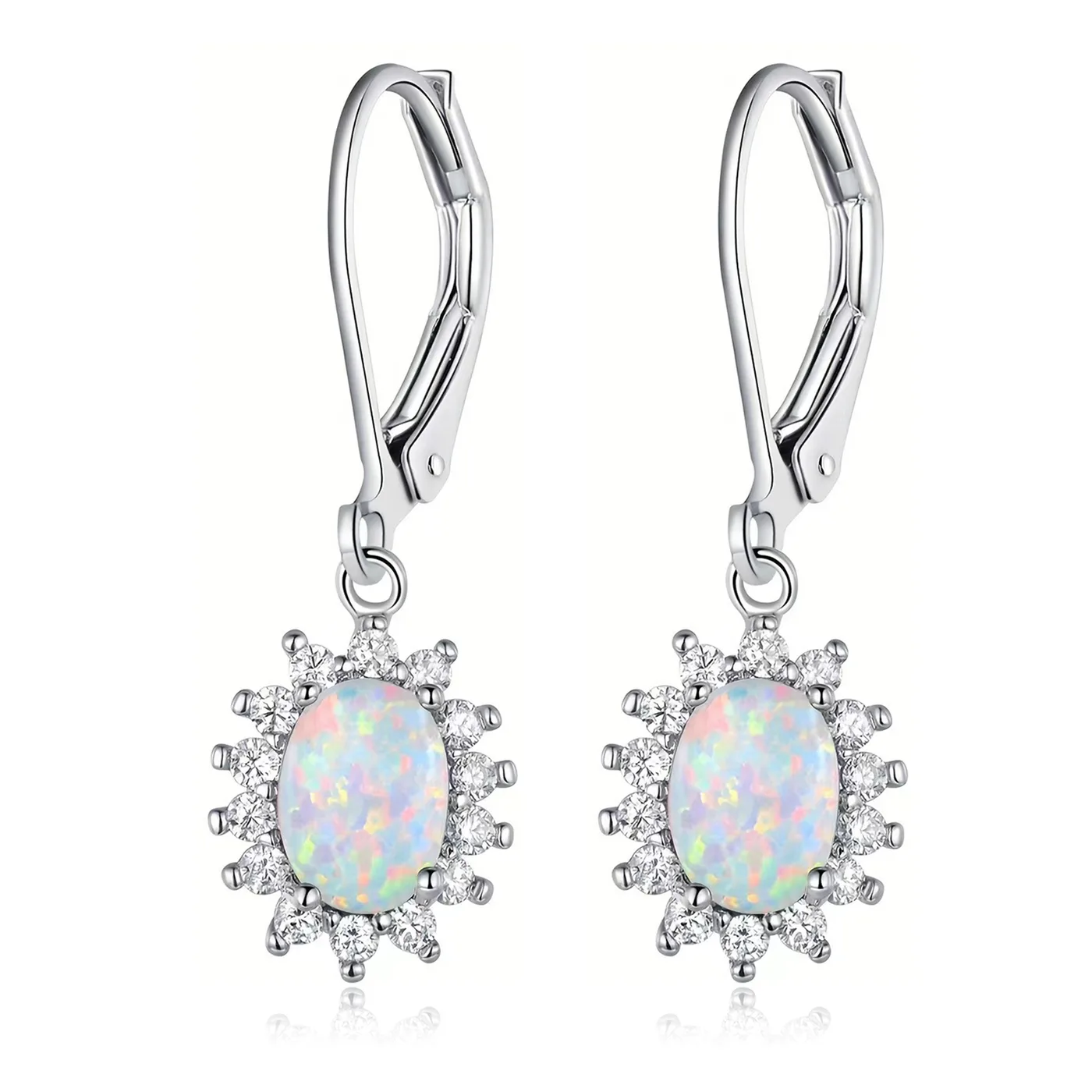 Multi-color Oval Earrings Opal Eggstone Zirconium Europe and the United States - Style 2943 made by BlueOne Jewelry