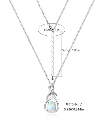 Accessories Silver Necklace Women European and American Opal Necklace Pendant Mixed - view 3