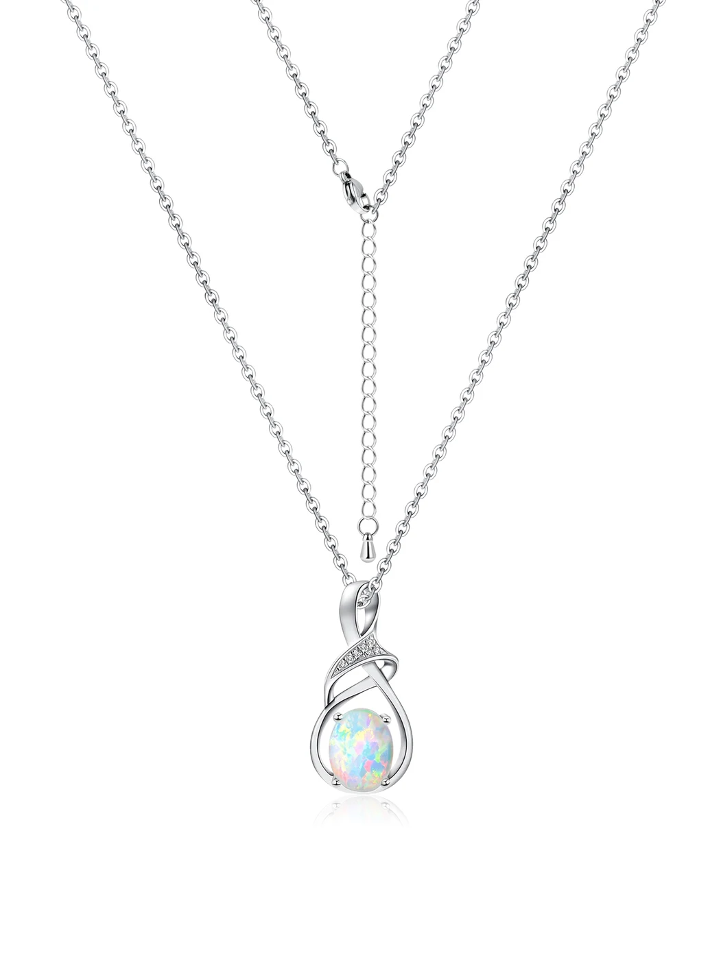 Accessories Silver Necklace Women European and American Opal Necklace Pendant Mixed made by BlueOne Jewelry