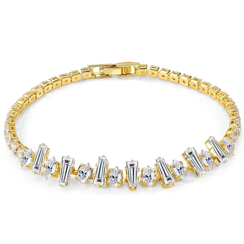Tennis Chain Geometric Zircon Bracelet European & American Light Luxury Fashion - Plated Brass jewelry made by BlueOne Jewelry