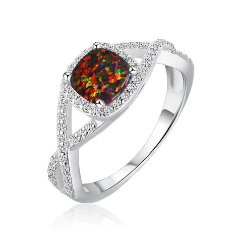 Arrivals Ring Style Women’s Zirconia-set Opal Ring - Plated Brass jewelry made by BlueOne Jewelry