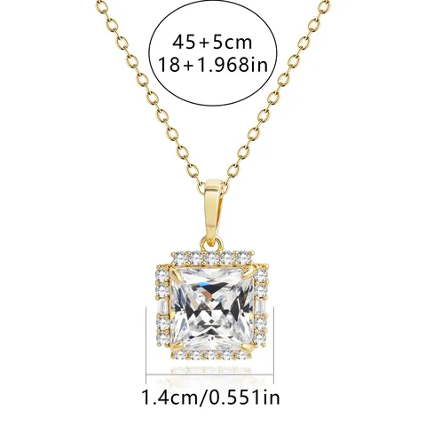 Diamond Square Jewelry Temperament Necklace Female Ins Bridal Necklace - view 3