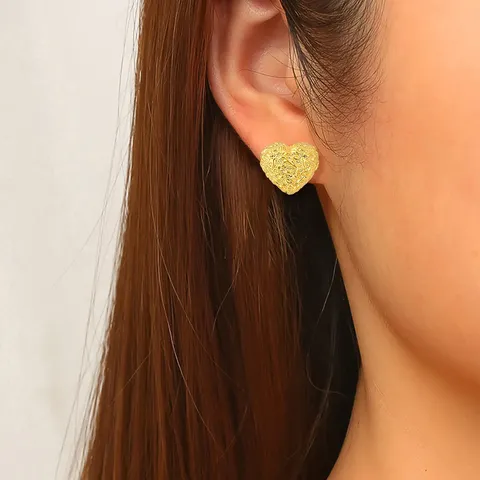 Earrings Fashion Frosted Heart Earrings Premium Metallic Female Earrings - view 2