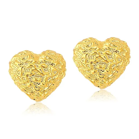 Earrings Fashion Frosted Heart Earrings Premium Metallic Female Earrings - Plated Brass jewelry made by BlueOne Jewelry