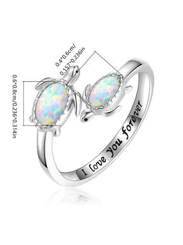 European and American Alloy Turtle Animal Opal Ring Jewelry Women Openings - view 3