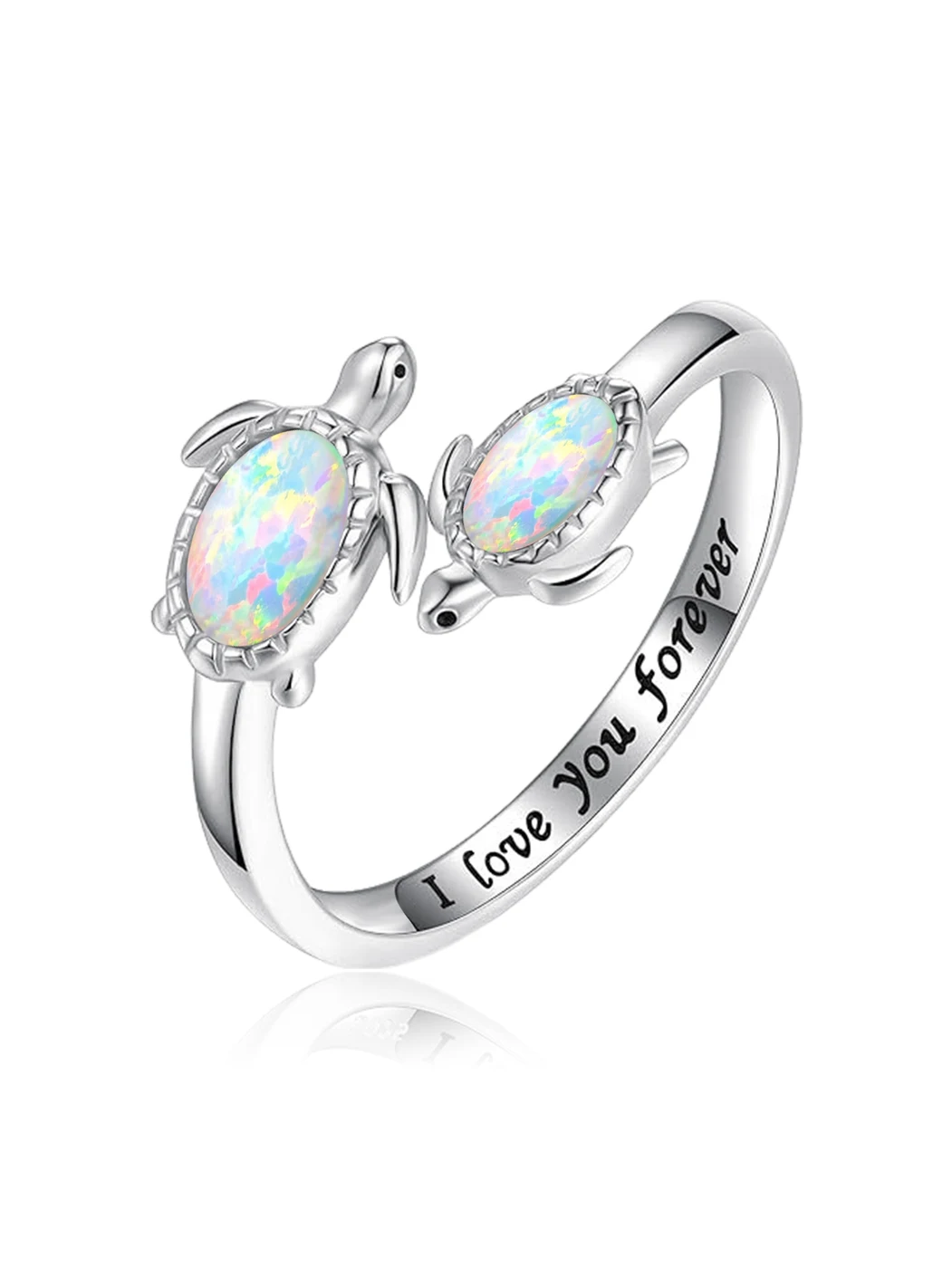 European and American Alloy Turtle Animal Opal Ring Jewelry Women Openings made by BlueOne Jewelry