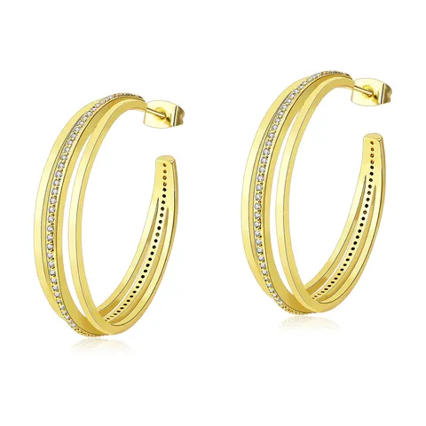 High-class Three-layer Circle Inlaid Diamond Niche Simple Fashion Light Luxury Earrings - Plated Brass jewelry made by BlueOne Jewelry
