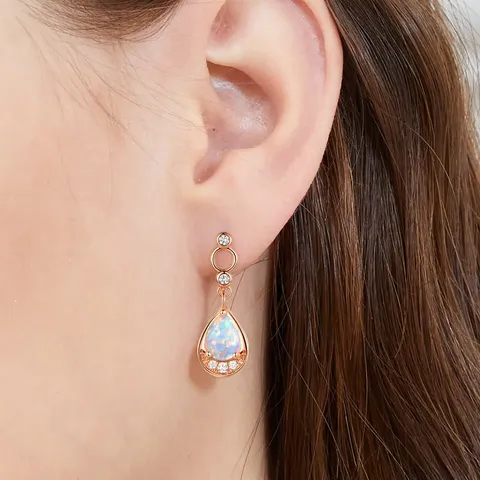 Kyocera Auburn Pendant Earrings Micro-set Zirconia Copper Plated Real Gold Rose - view 2