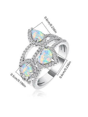 Luxury Kyocera Opal Ring Copper Plated with Real Gold Micro-set Zirconia - view 3