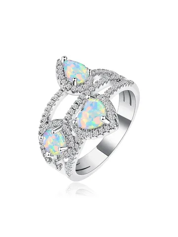 Luxury Kyocera Opal Ring Copper Plated with Real Gold Micro-set Zirconia - Brass jewelry made by BlueOne Jewelry