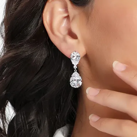 Models Water Drop Temperament Tassel Earrings Female European and American Fashion - view 2