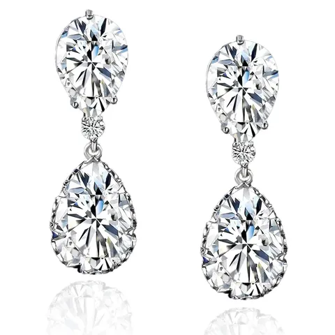 Models Water Drop Temperament Tassel Earrings Female European and American Fashion - Plated Brass jewelry made by BlueOne Jewelry