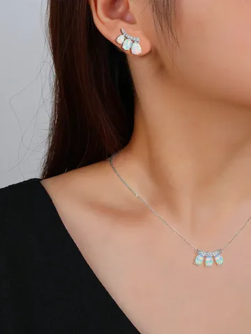 Opal Jewelry Set Birth Month High Quality Resin Opal Necklace Earrings - view 2