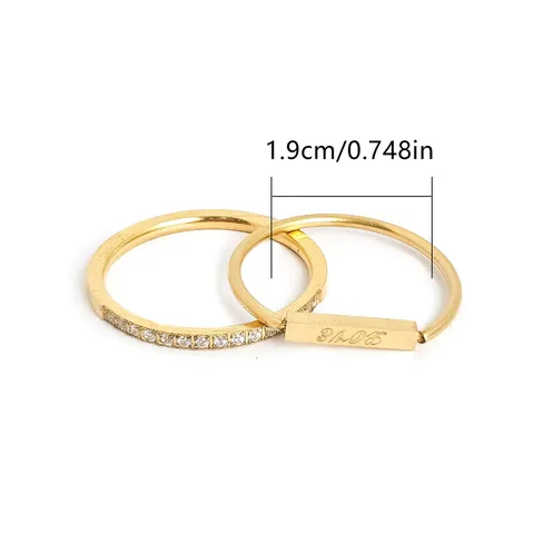 Popular Simple Letters Square Thin Coil Ring Women’s Jewelry Fashion Titanium - view 3